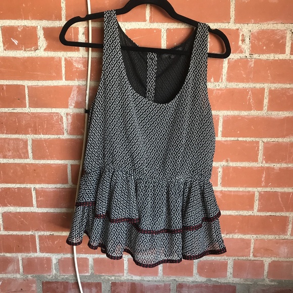 Lucca Couture Tops - Lucca couture black white and red unstructured polka dot peplum tank top size M